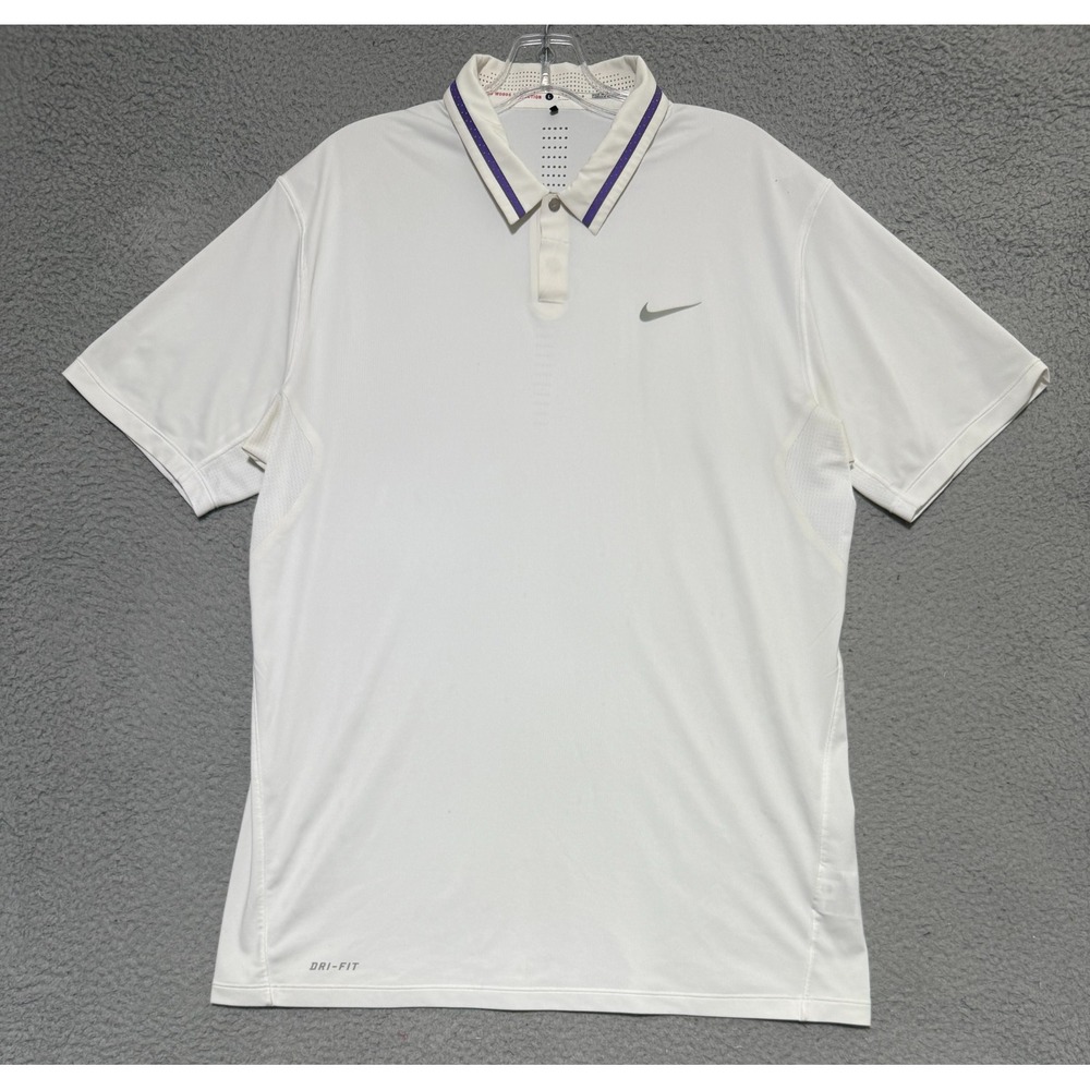 Nike Tiger Woods Collection Golf Polo Performance Stretch Size Large White